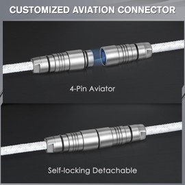 Yindiao MANBASNAKE C05 Custom Coiled Cable,Double-Sleeved Aviator Cable with CNC Copper,USB C to USB A Cable with Detachable Aviator Connector for Mechanical Gaming Keyboards/PC/Phone 5.2ft-White