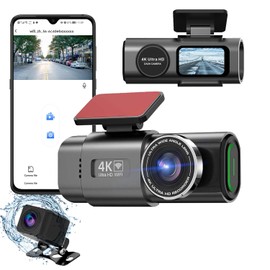 Zorpupoa Dual Channel Car Dash Camera Built-in WiFi, 4K+1080P Dash Camera Front and Rear, 2160P UHD Dashcam Car Camera with 64GB Card, Night Vision, G-Sensor, Loop Recording, APP Control