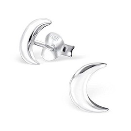 Crescent Moon Stud Earrings - 925 Sterling Silver