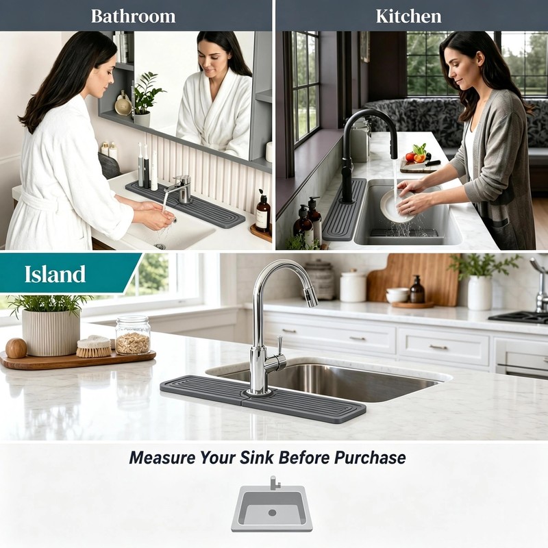 Faucet Mat for Kitchen Sink, Natural Diatomite Stone (23.6" x