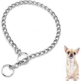 Carreuty Metal Dog Chain Collar, Durable Thick Choke Collar for Pet Outdoor Training Walking, Puppy Adjustable Chain Collar Silver Metal Necklace S Length 40cm Diameter 2.0mm