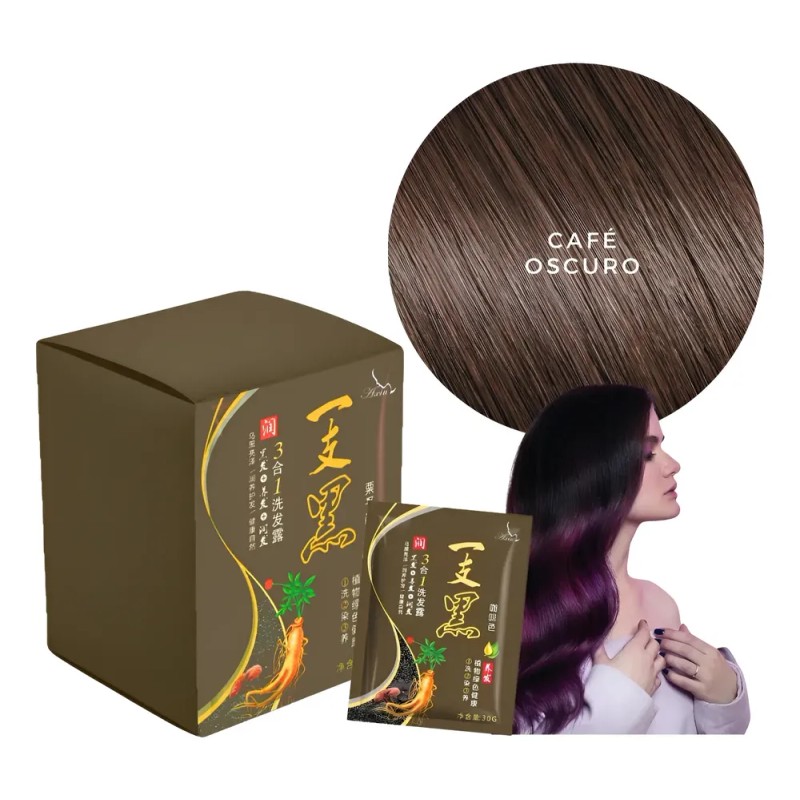 10 Shampoo Tinte Instantaneo 15min Cubre Canas Jengibre