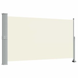 vidaXL Side Awning Cream Screen, Grey Stand