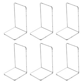 Lulonpon 6 Pieces Book Ends, Acrylic Bookends, Non-Skid Book End, Clear Bookends for School Library and Desktop Organizer, Acrylic Book Ends for Book Shelves