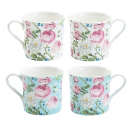 Gracie Bone China Climbing Roses Mug 10-Ounce (Set Of 4), Multicolor (S17829M-CB-6/S4)
