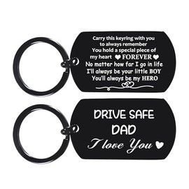 BESPMOSP Drive Safe Keyring for Dad Gifts Father's Day Gift I Love You Gifts for Dad Birthday Gifts from Daughter Son New Driver Gifts for Men