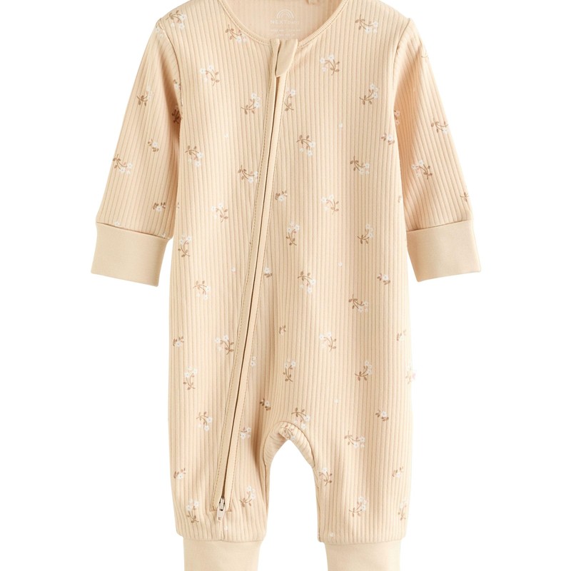 NEXT Pack of 5 baby pyjamas with two-way zip, neutral
