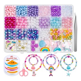 Kit Para Hacer Pulseras KINICHPLAY Con 743 Cuentas, Estuche Porttil Con Hilos Y Tijeras, Ideal Para Crear Pulseras, Collares, Diademas, Manualidades  