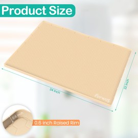 FORWOS Waterproof Under Sink Mat 34" x 22", Silicone Cabinet Liner, Rubber Protector for Kitchen and Bathroom, Keeps Cabinets Clean, Dry, and Organized (Beige)