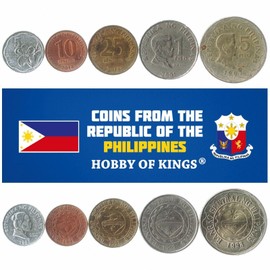 Philippines 5 Mixed Coins | 5 Sentimos to 5 Piso | Filipino Currency Since 1967