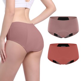 Carer Incontinence Underwear for Women Washable Women's Incontinence Panties 150ml High Absorbent Leak Proof Underwear for Women Bladder Leaks & Postpartum 2pk-M Dusty Rose/Orange