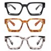 JM 3 Pack Square Reading Glasses, Blue Light Blocking Computer