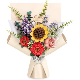ROBOTIME 3D Puzzle Flowers Wooden Model Kits for Adults to Build, Artificial Flowers for Decoration, Home Decor Accessories Living Room, Gifts for Women on Valentine's Day, Flower Bouquet TW01H