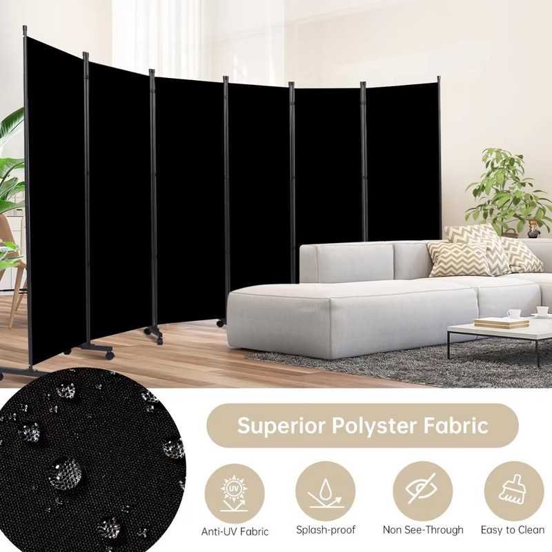 Room Divider 6 Panel Room Dividers/Wheels, Fabric Room Divider Panel