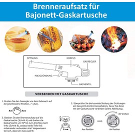 TronicXL Küchenbrenner Flambierbrenner gas Bunsenbrenner für Creme Brulee Steak BBQ Nachtisch Fleisch Küche flambierer Gasbrenner Mini Flambiergerät nachfüllbar