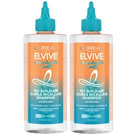 L'Oreal Paris Elvive Dream Lengths Curls No Build-Up Micellar Shampoo, Sulfate,Silicone and Paraben-Free, with Hyaluronic Acid and Castor Oil. Best for Curly to Coily type 3b+ curls 2 Pack, 33.8 fl oz