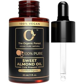 The Organic Forest  VEGAN PURE NATURAL Usda Aceite De Almendras Dulces Orgánico - Prensado En Frío, Puro Y Natural - Para Piel, Cabello, Cara Y...    