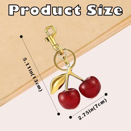 BHFBHFBH 2 Cherry Handbag Charms, cherry keychain accessories, purse charms, luggage charms, car keychains