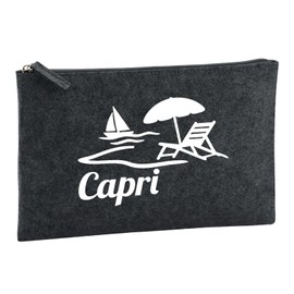 Huuraa Kulturbeutel Capri Italien Geschenk 1 Liter Charcoal Filz Capri Geschenkidee