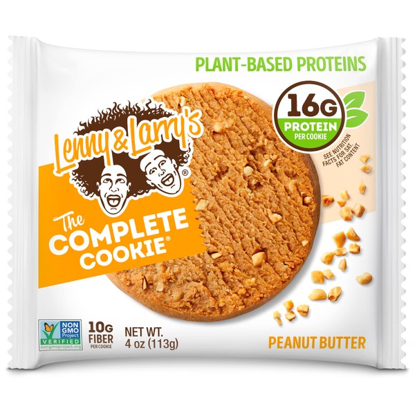 Lenny & Larry's The Complete Cookie, Peanut Butter, Soft Baked, 16g Plant Protein, Vegan, Non-GMO, 4 Ounce Cookie (Pack of 12)