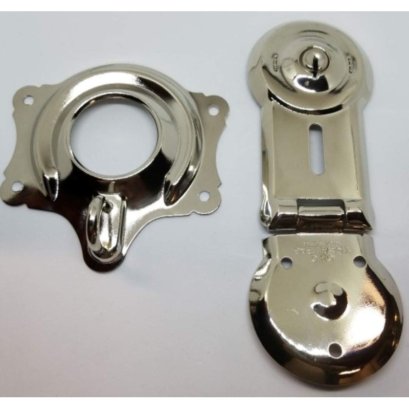 Polished Nickel Chrome Trunk Lock with Keys - chest steamer