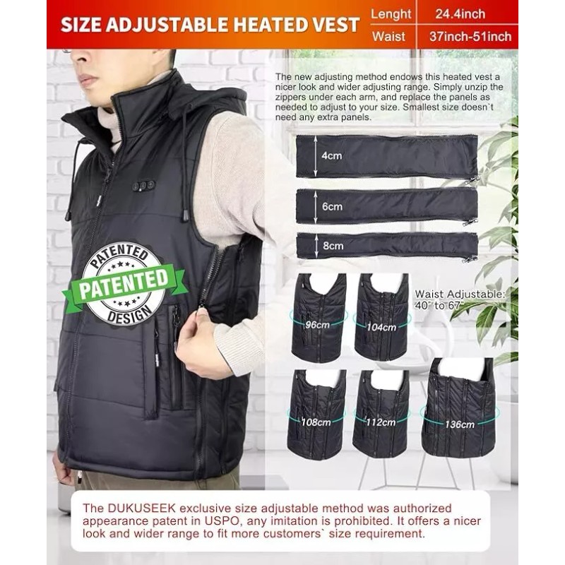 DUKUSEEK Heated Vest for Hunting Size Adjustable Heating Vest with