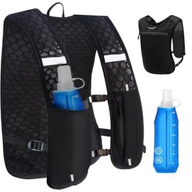 Running Vest for Men and Women, Breathable, Adjustable, Reflective with 500 ml Water Bottle, Reflective for Running, Marathon, Jogging, Cycling