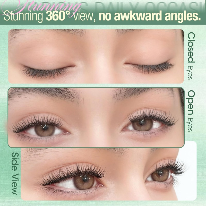 Short Lash Clusters 8-9MM Natural Eyelash Clusters Invisible Band Cluster