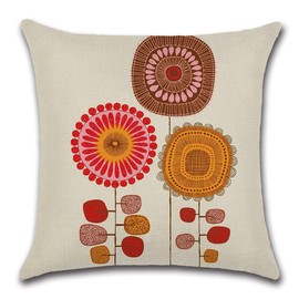 BAOKU Abstract Cartoon Flower Cushion Covers,Pillowcase Home Decorative Square Cushion Covers 18 X 18 Inch Linen Square Cushion Cover, 4Pack