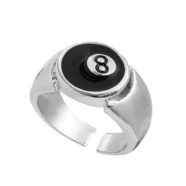 POTIY Billiards Ball Ring Pool Player Gift Pool Ball Lucky 8 Ball Charm Ring Gift for Billiards Lover (8 Ring)