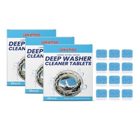 JAYSUING Washing Machine Cleaner Descaler 12 Pack - Deep Cleaning Tablets For HE Front Loader & Top Load Washer, Septic Safe Eco-Friendly Deodorizer, Clean Inside Drum And Laundry Tub Seal - quantity: 3pc