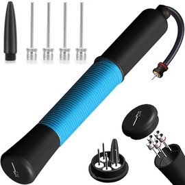 Ball Pump with Needle Storage(Never Lose Pin) Football Pump with 5 Needles and Extendable Cable, Soccer Football Pumps, Volleyball Pump Rugby Ball Inflator - Great for All Balls - 1 Pack