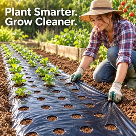 Black PE Mulch Film for Vegetable Gardens and Greenhouses, 37.4 or 53.1 Inch Width, 32.8 ft Length