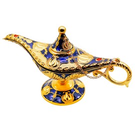 Hsiwto Aladdin Magic Genie Lamps - Classic Vintage Magic Genie Light Costume Lamp for Home Wedding Table Decoration, Medium Size, Blue