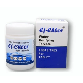 Ef-Chlor 4gm Overhead & Underground Tank Water Purification Tablets - General Disinfection and Sterilization - 1 Tablet Purifies 1000L Drinking Water 20 Tablets Jar for 20000 Liters Water Purification