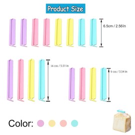 Yharnamite 16 Pcs Bag Sealing Clips, 3 Sizes: 2.6", "3.5", "5.5 Inches, Plastic, Standard, Food Storage
