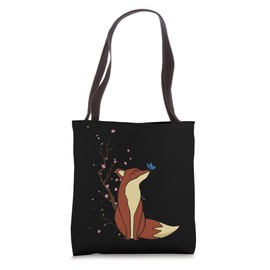 Cute Fox Cherry Blossom Design Japanese Wildlife Lover Tote Bag