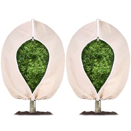 Niuyhe 39.4 X 39.4 Inches Winter Plant Covers Freeze Protection, 2pcs Warm Bfrost Burlap Blankets for Outdoor Garden Plants Shrub Trees, Reusable Frost Burlap Blankets with Drawstring and Zip