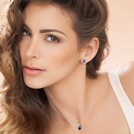 Uloveido Blue Spinel 925 Sterling Silver Dolphin Heart Pendant Necklace for Women Girls Mom Girlfriend with Simulated Sapphire September Birthstone Y435