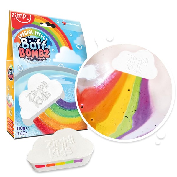 Large Cloud Rainbow Bath Bomb from Zimpli Kids, Magically Creates Multi-Colour Special Effect, Birthday Gifts for Boys & Girls, Pocket Money Toys for Children, Vegan Friendly & Cruelty Free