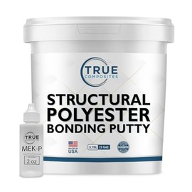 True Composites Structural Polyester Bonding Putty - Marine Grade, Fiber Reinforced Filler, Smooth Spreading & Sag Resistant - Ideal for Boat & Automotive Repair on Fiberglass, Wood - Gallon Kit