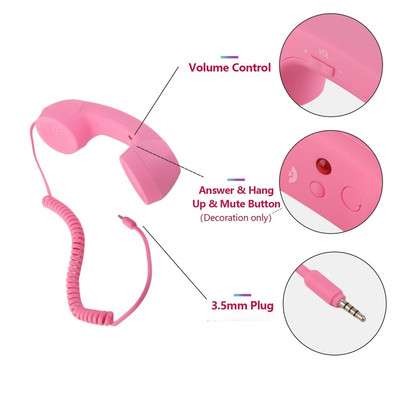 GOWENIC Retro Telephone Headset, Vintage Handset with Microphone, Adjustable Volume,