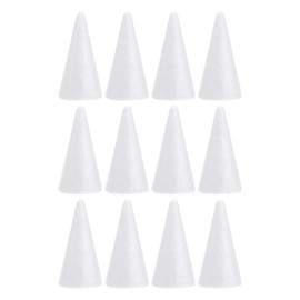 12pcs Foam Cone White Polystyrene Foam Cone Kids DIY Christmas Tree Modeling Handmade Toy Supplies (10cm High)