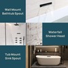 JPHOMES Matte Black Tub Spout Waterfall Tub Filler, High Flow