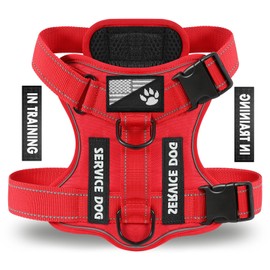 Demigreat Service Dog Harness, Reflective Dog Vest Harness with 5 PCS Patches, Adjustable Soft Oxford Pet Harness, Inner Layer Mesh, Easy to Control for Dogs (All-RED, X-Small (Pack of 1))