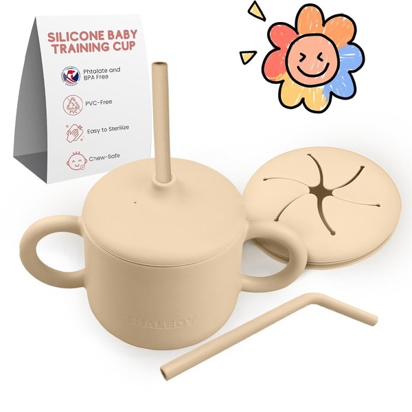 THALEDY Silicone sippy cup for 6 month old baby (8Oz/250ml)