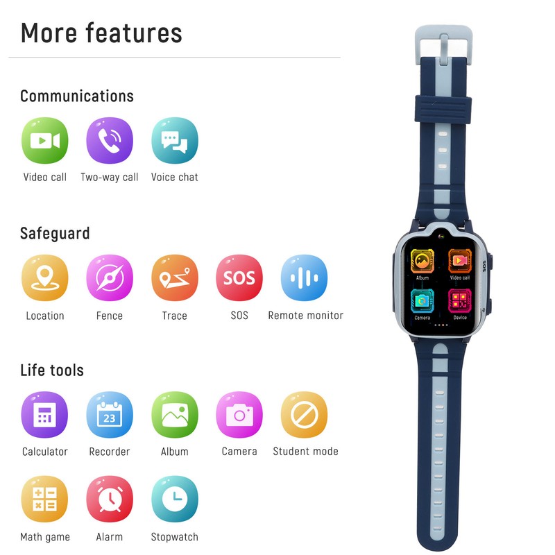 4G Kids Smart Watch GPS Position Video Call IP67 Waterproof