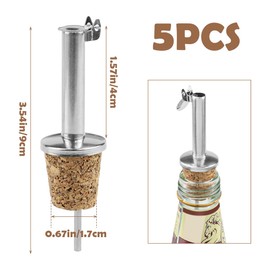 DOERDO 5pcs Stainless Steel Wine Pourers Wine Liquor Cork Pour Spouts for Olive Oil, Wine, Vinegar and Liquid Bottles