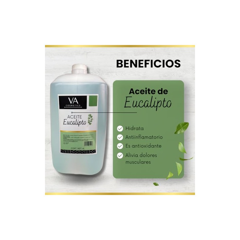 Aceite Masajes Eucalipto Corporal Spa Profesional 4 Litros VA
