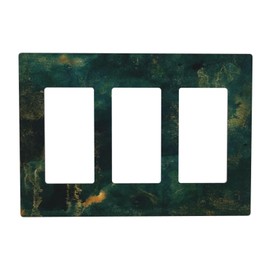 Retro Aged Copper Patina 3 Gang Light Switch Plate Triple Rocker Wall Plate Cover Decorative Electrical GFCI Switchplate Faceplate for Home Wall Panel Decor